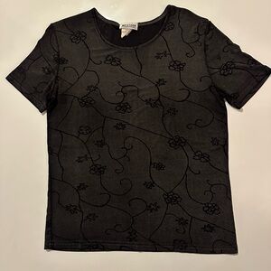 Western Collection Vintage Women's Large Top Black 80/90s short sleeve evening